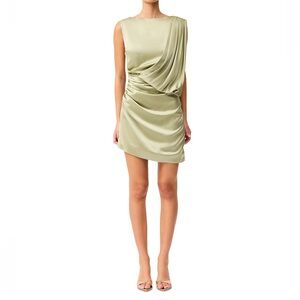 NWT Elliatt Olive Satin Draped Mini Dress